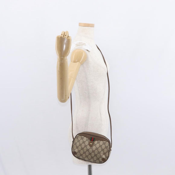 GUCCI GG Supreme Web Sherry Line Tas PVC Beige Goud 89 02 066 Auth 156436