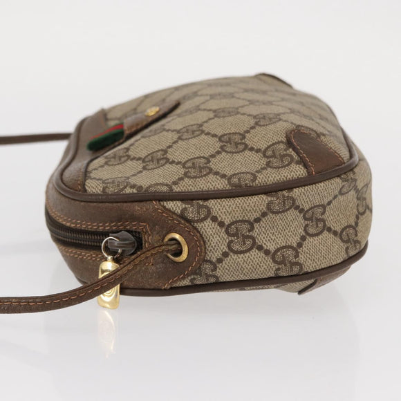 GUCCI GG Supreme Web Sherry Line Tas PVC Beige Goud 89 02 066 Auth 156436