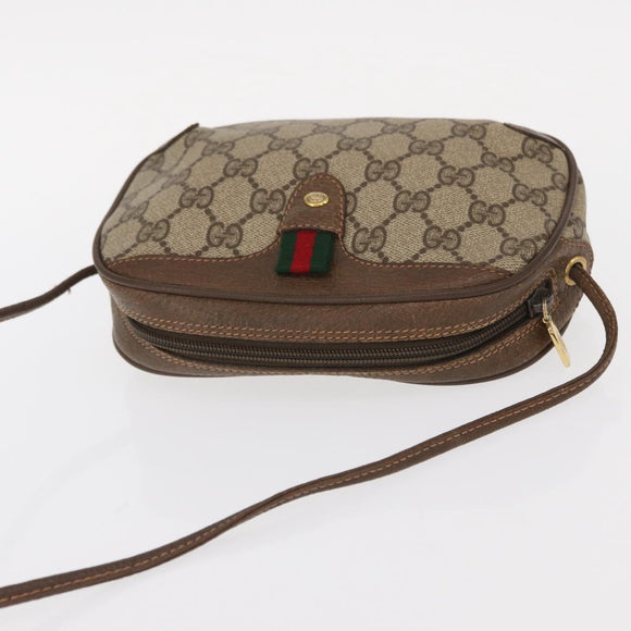 GUCCI GG Supreme Web Sherry Line Tas PVC Beige Goud 89 02 066 Auth 156436