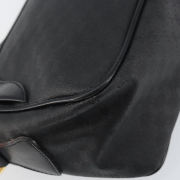 GUCCI Micro GG Supreme Bag PVC Leather Black Gold 001 58 0443 Auth 156437