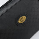 GUCCI Micro GG Supreme Bag PVC Leather Black Gold 001 58 0443 Auth 156437-14