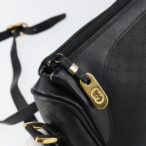 GUCCI Micro GG Supreme Bag PVC Leather Black Gold 001 58 0443 Auth 156437