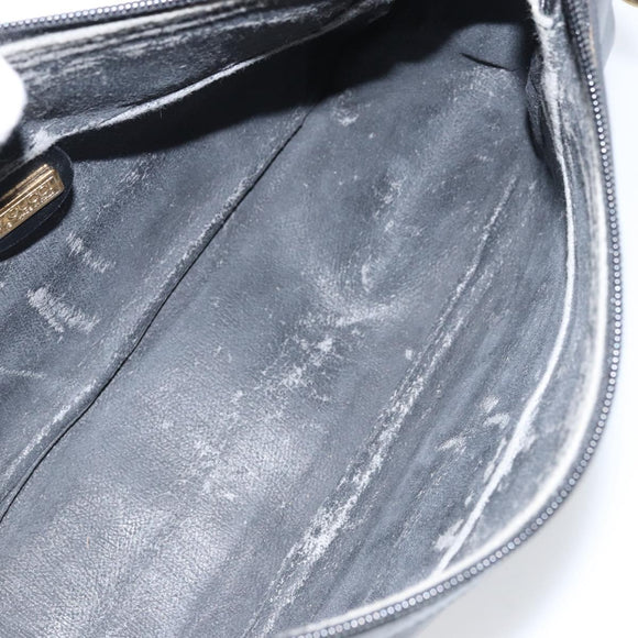 GUCCI Micro GG Supreme Bag PVC Leather Black Gold 001 58 0443 Auth 156437