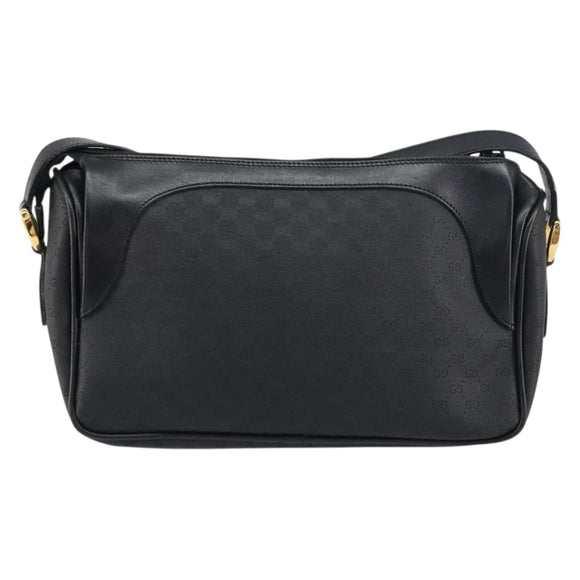 GUCCI Micro GG Supreme Bag PVC Leather Black Gold 001 58 0443 Auth 156437