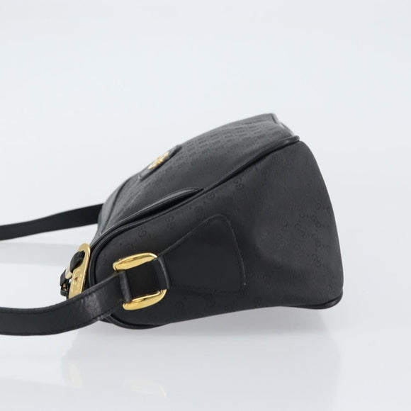 GUCCI Micro GG Supreme Bag PVC Leather Black Gold 001 58 0443 Auth 156437