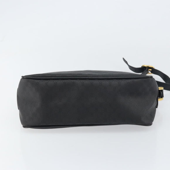 GUCCI Micro GG Supreme Bag PVC Leather Black Gold 001 58 0443 Auth 156437