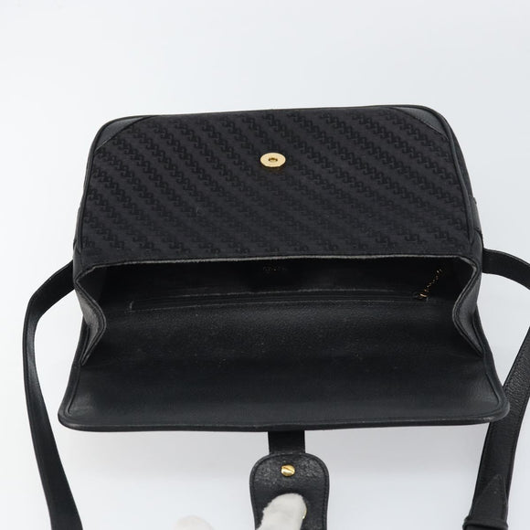 GUCCI Shoulder Bag Canvas Black Gold Auth 156438