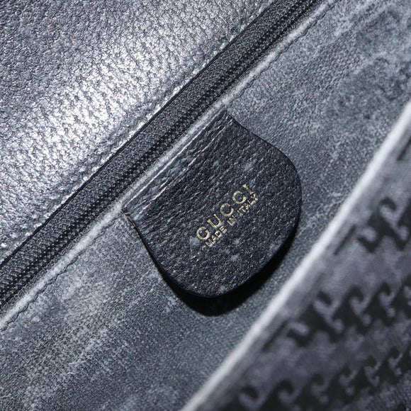 GUCCI Shoulder Bag Canvas Black Gold Auth 156438