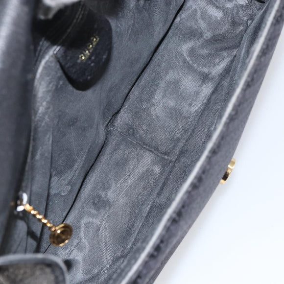 GUCCI Shoulder Bag Canvas Black Gold Auth 156438