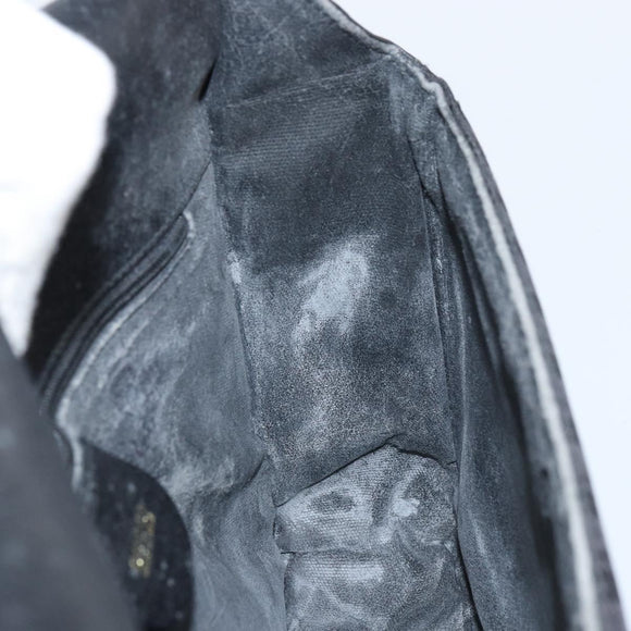 GUCCI Shoulder Bag Canvas Black Gold Auth 156438