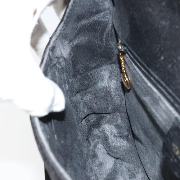 GUCCI Shoulder Bag Canvas Black Gold Auth 156438