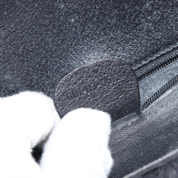 GUCCI Shoulder Bag Canvas Black Gold Auth 156438