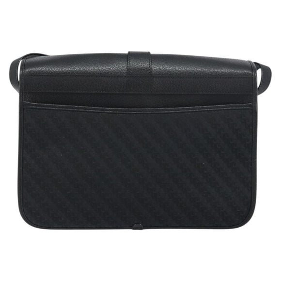 GUCCI Shoulder Bag Canvas Black Gold Auth 156438