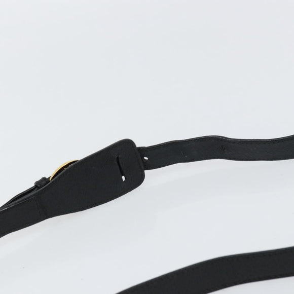 GUCCI Shoulder Bag Canvas Black Gold Auth 156438