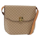 CELINE Macadam Canvas Shoulder Bag PVC Beige Gold Auth 156440-1