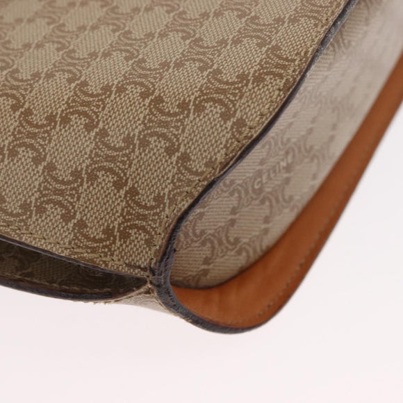 CELINE Macadam Canvas Shoulder Bag PVC Beige Gold Auth 156440