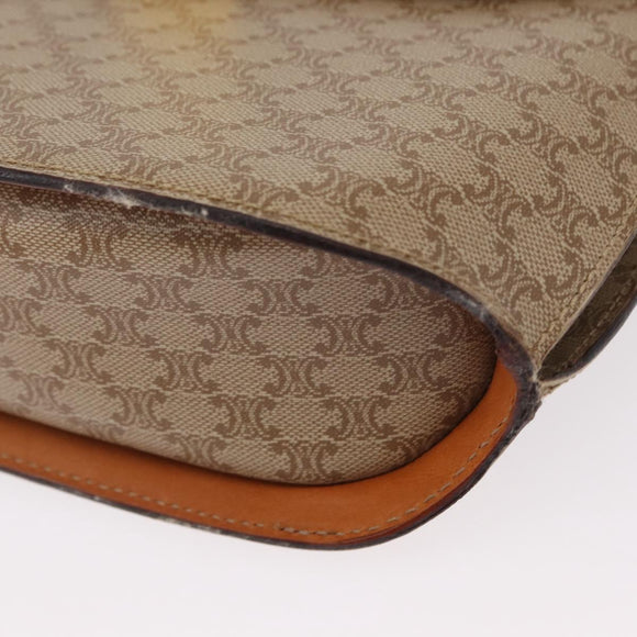 CELINE Macadam Canvas Shoulder Bag PVC Beige Gold Auth 156440