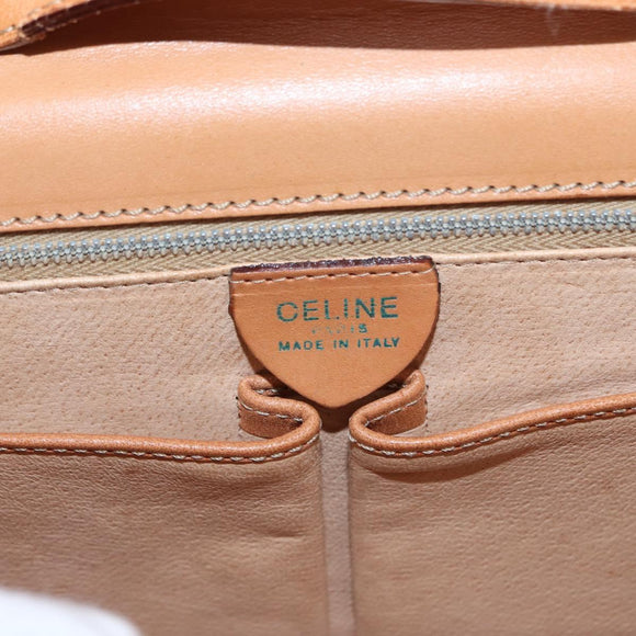 CELINE Macadam Canvas Shoulder Bag PVC Beige Gold Auth 156440