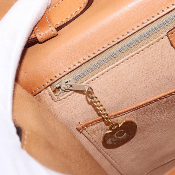 CELINE Macadam Canvas Shoulder Bag PVC Beige Gold Auth 156440