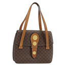 CELINE Macadam Canvas Medallion Hand Bag PVC Leather Brown Gold Auth 156441-1