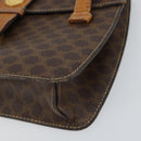 CELINE Macadam Canvas Medallion Hand Bag PVC Leather Brown Gold Auth 156441-10