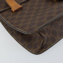 CELINE Macadam Canvas Medallion Hand Bag PVC Leather Brown Gold Auth 156441-11
