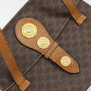 CELINE Macadam Canvas Medallion Hand Bag PVC Leather Brown Gold Auth 156441-14