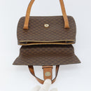 CELINE Macadam Canvas Medallion Hand Bag PVC Leather Brown Gold Auth 156441-15
