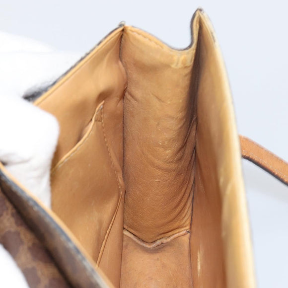 CELINE Macadam Canvas Medallion Hand Bag PVC Leather Brown Gold Auth 156441