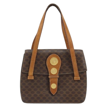 CELINE Macadam Canvas Medallion Hand Bag PVC Leather Brown Gold Auth 156441 - 0