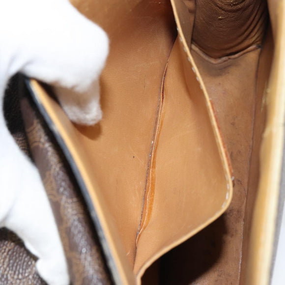 CELINE Macadam Canvas Medallion Hand Bag PVC Leather Brown Gold Auth 156441