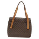 CELINE Macadam Canvas Medallion Hand Bag PVC Leather Brown Gold Auth 156441-3