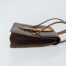 CELINE Macadam Canvas Medallion Hand Bag PVC Leather Brown Gold Auth 156441-4