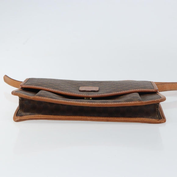 CELINE Macadam Canvas Shoulder Bag PVC Leather Brown Gold Auth 156442