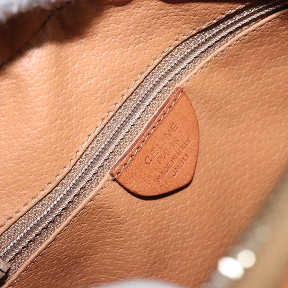 CELINE Macadam Canvas Shoulder Bag PVC Leather Brown Gold Auth 156444