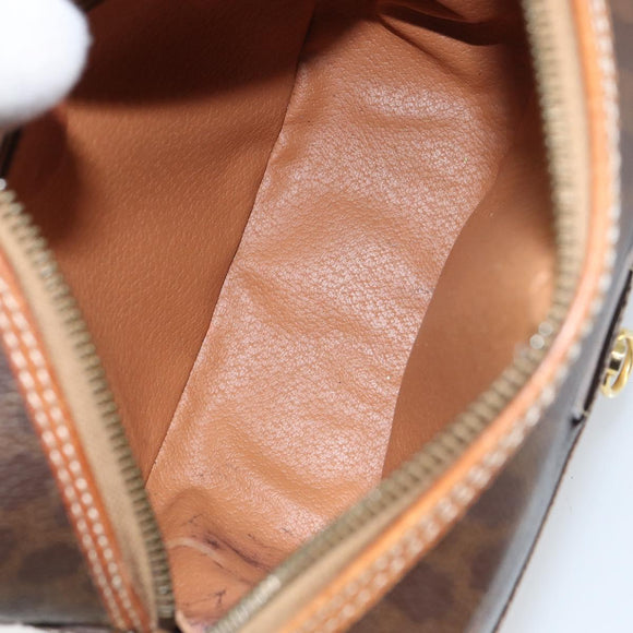 CELINE Macadam Canvas Shoulder Bag PVC Leather Brown Gold Auth 156444