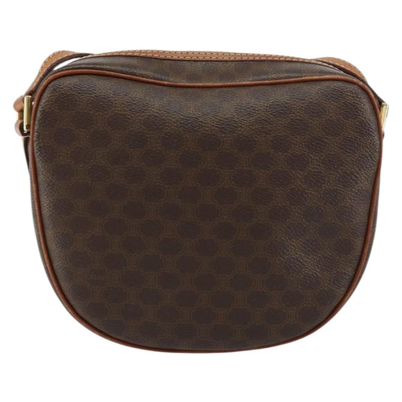 CELINE Macadam Canvas Shoulder Bag PVC Leather Brown Gold Auth 156444