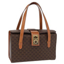 CELINE Macadam Canvas Hand Bag PVC Leather Brown Gold Auth 156445-1