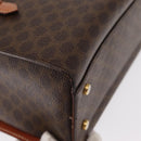 CELINE Macadam Canvas Hand Bag PVC Leather Brown Gold Auth 156445-16