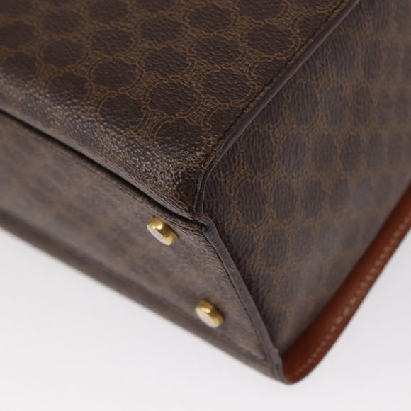 CELINE Macadam Canvas Hand Bag PVC Leather Brown Gold Auth 156445