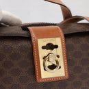 CELINE Macadam Canvas Hand Bag PVC Leather Brown Gold Auth 156445-18