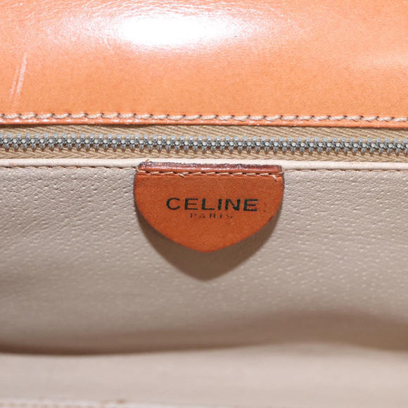 CELINE Macadam Canvas Hand Bag PVC Leather Brown Gold Auth 156445