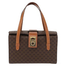 CELINE Macadam Canvas Hand Bag PVC Leather Brown Gold Auth 156445-13