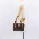 CELINE Macadam Canvas Hand Bag PVC Leather Brown Gold Auth 156445-25