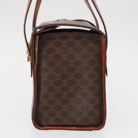 CELINE Macadam Canvas Hand Bag PVC Leather Brown Gold Auth 156445
