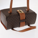CELINE Macadam Canvas Hand Bag PVC Leather Brown Gold Auth 156445-6