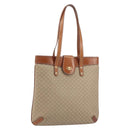 CELINE Macadam Canvas Tote Bag PVC Beige Gold Auth 156447-1