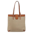 CELINE Macadam Canvas Tote Bag PVC Beige Gold Auth 156447-2