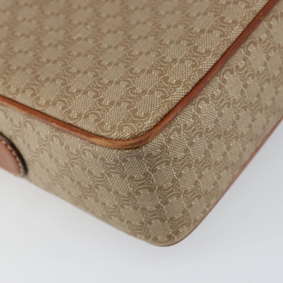 CELINE Macadam Canvas Shoulder Bag PVC Beige Gold Auth 156448