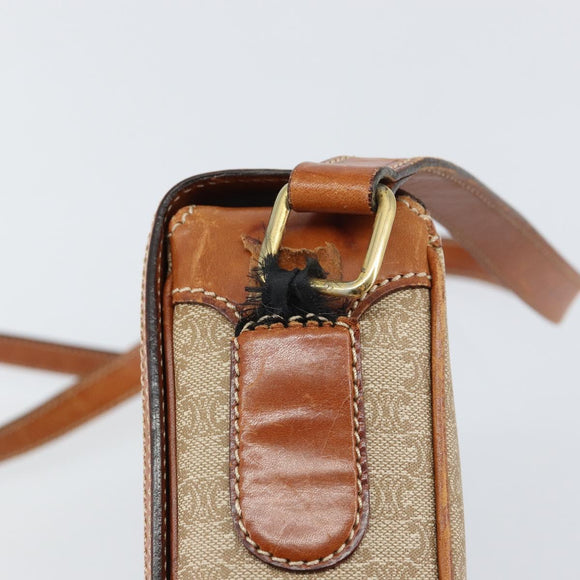 CELINE Macadam Canvas Shoulder Bag PVC Beige Gold Auth 156448